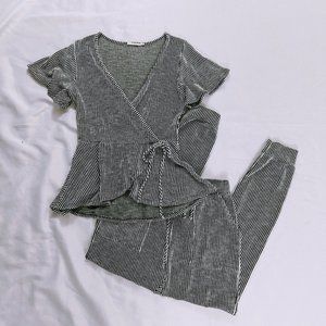 Caution To The Wind Black and White Raglan Wrap Blouse